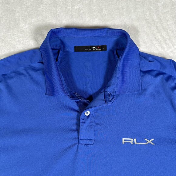 RLX Ralph Lauren Polo Shirt Men Size L Blue Short Sleeve Golf Embroidered Logo - Picture 3 of 11